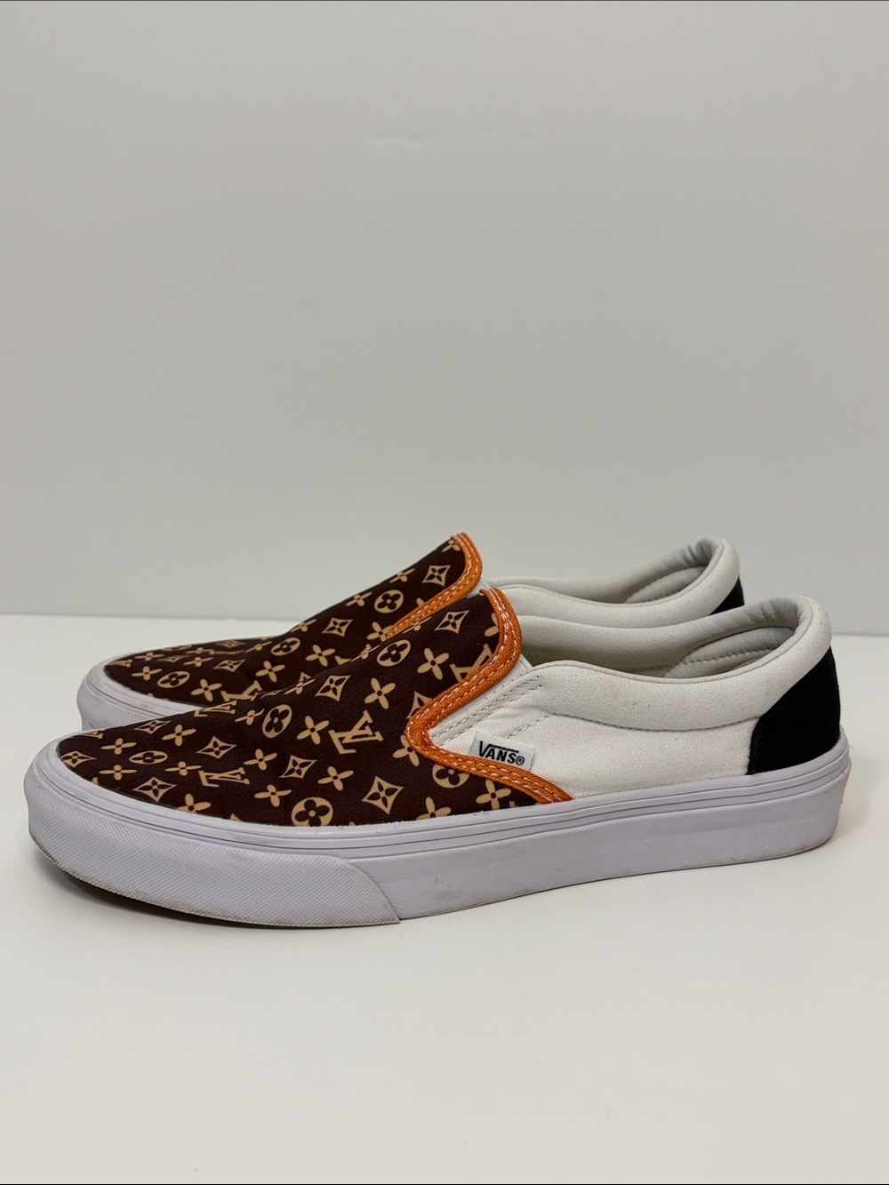 Louis Vuitton x Vans Colab Slip On Custom Shoes Mens Size 7.5 Womens Size 9